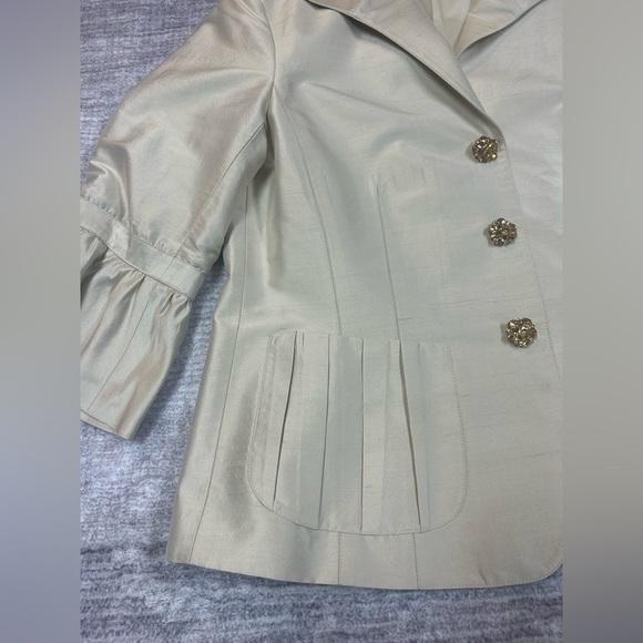 Lafayette 148 NY Womens Beige Silk
Button Up Jacket Size 6 Event Dressy - Picture 5 of 12